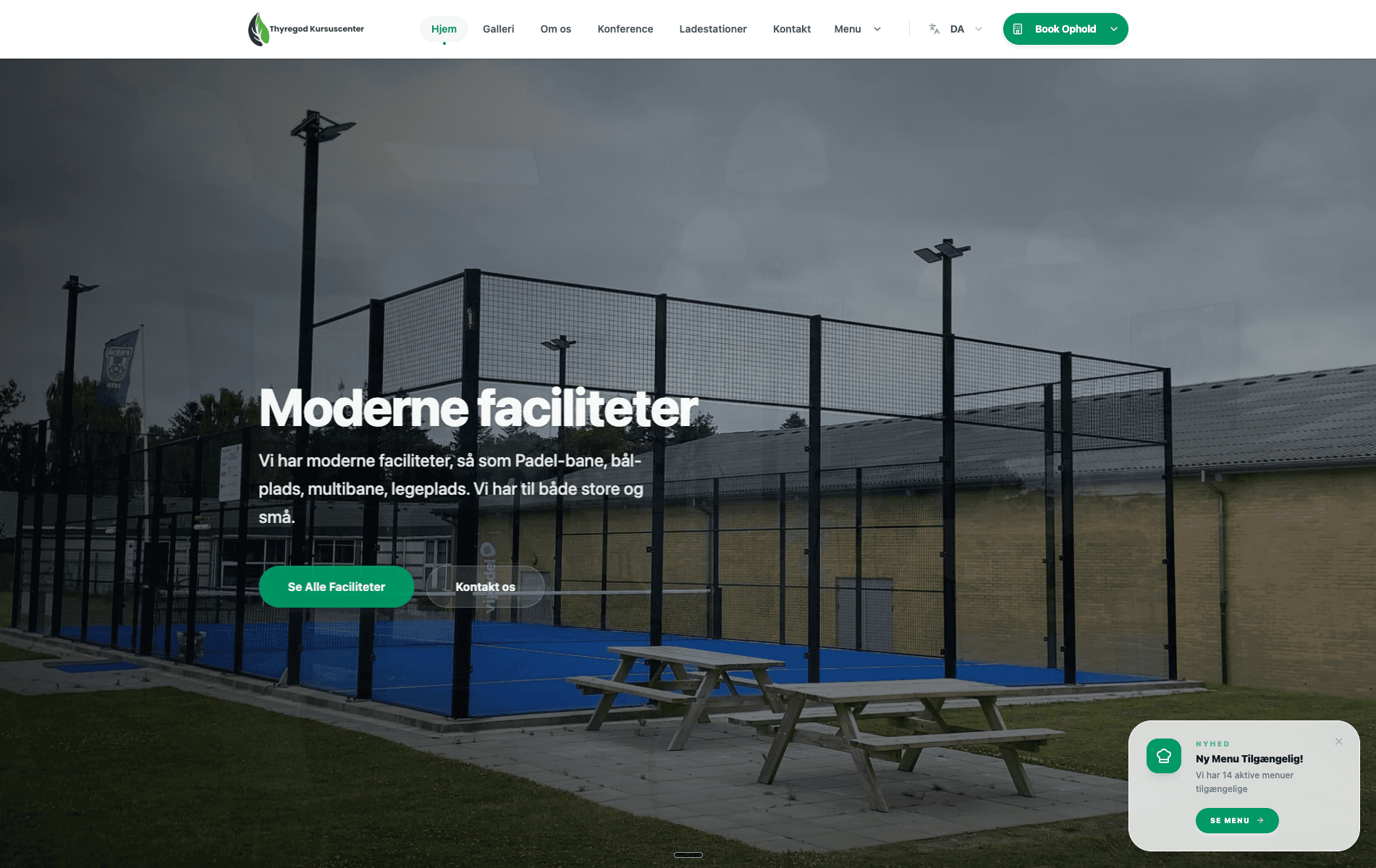 Screenshot af Thyregod Kursuscenter hjemmeside